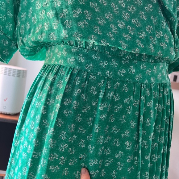 Vintage Karin Stevens by Steven Stroller green floral cottagecore Sz6 midi dress - Picture 7 of 10